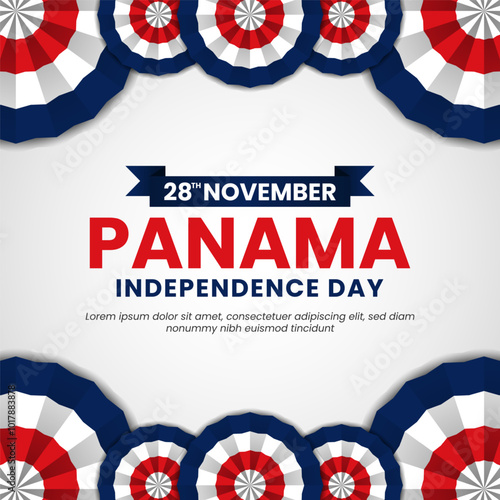 Panama independence day square banner background template with waving flag