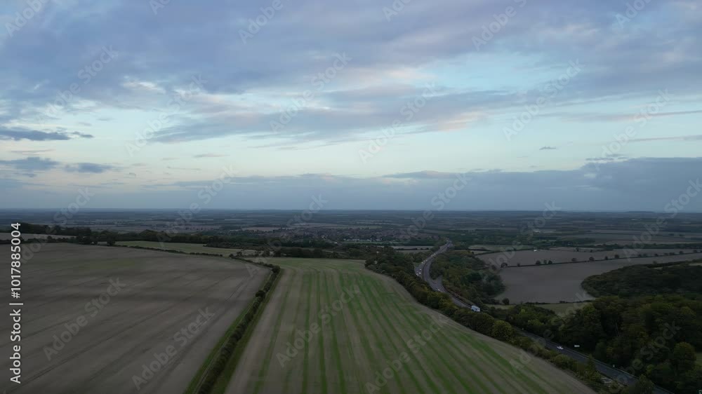Aerial View of Streatley Village Countryside of Bedfordshire's Landscape of England UK Aerial View of Streatley Village Countryside of Bedfordshire's Landscape of England UK