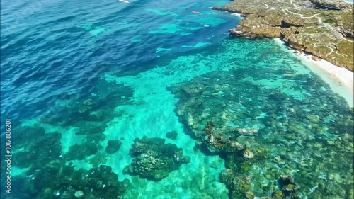 Wallpaper Mural Horizontal video footage, bird's-eye view, drone shot of ocean or sea shore, coral on bottom, clear transparent water, calm Torontodigital.ca