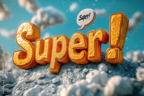 Super! 3D Text with Clouds