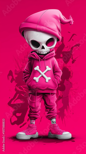 A cute horror hiphop cross bones front view