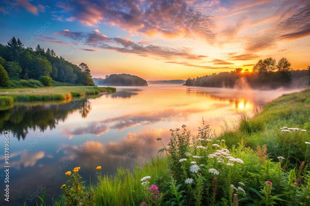 Tranquil Long Exposure Scene for Relaxation and Serenity Tranquil Long Exposure Scene for Relaxation and Serenity