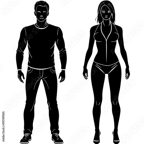 Standing people silhouettes