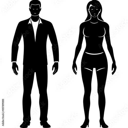 Standing people silhouettes