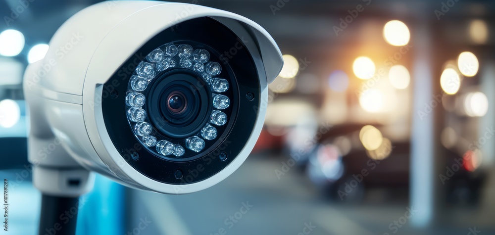 Security camera from a parking garage capturing a car thief breaking into a vehicle at night Security camera from a parking garage capturing a car thief breaking into a vehicle at night