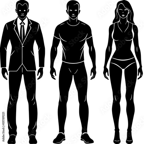 Standing people silhouettes