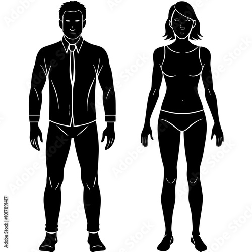Standing people silhouettes