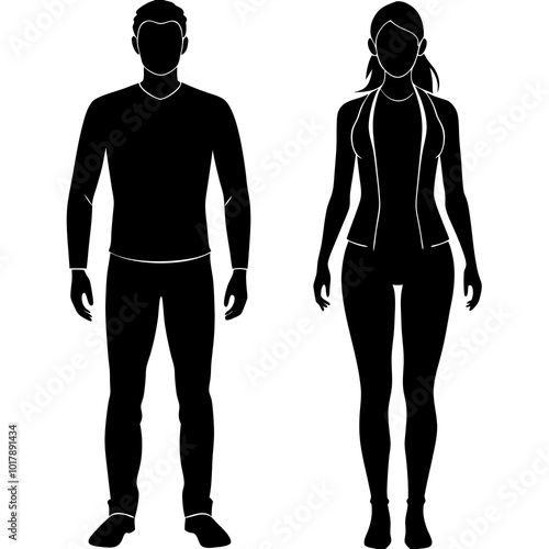 Standing people silhouettes