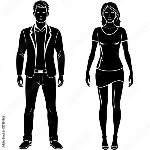 Standing people silhouettes