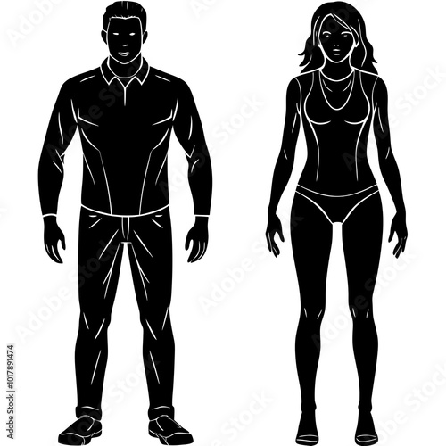 Standing people silhouettes