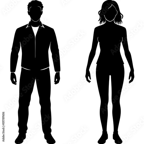 Standing people silhouettes