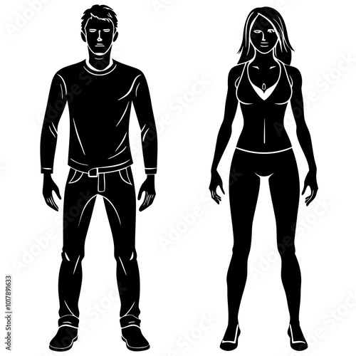 Standing people silhouettes