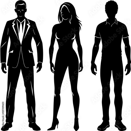 Standing people silhouettes