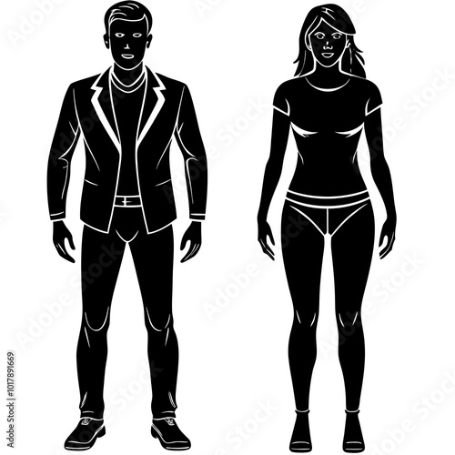 Standing people silhouettes