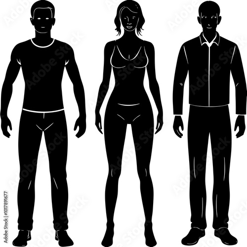 Standing people silhouettes