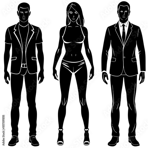 Standing people silhouettes