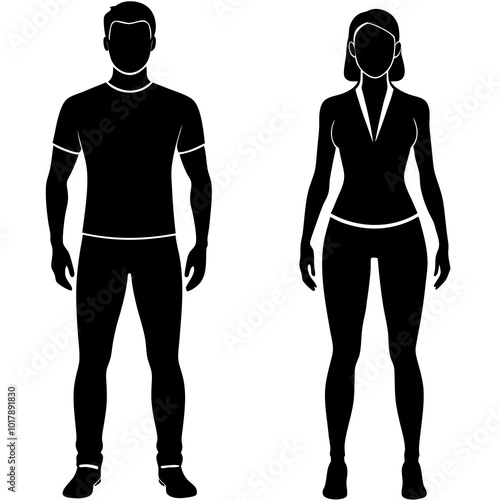 Standing people silhouettes