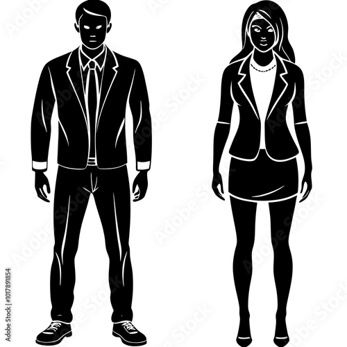 Standing people silhouettes