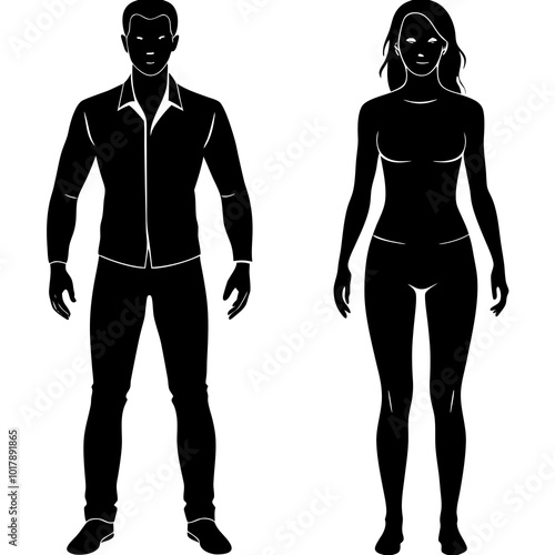 Standing people silhouettes