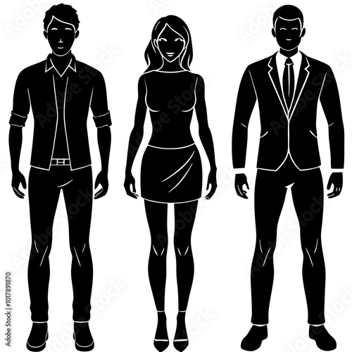 Standing people silhouettes