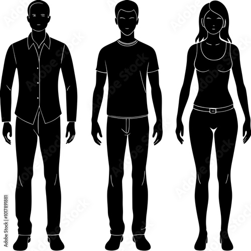 Standing people silhouettes