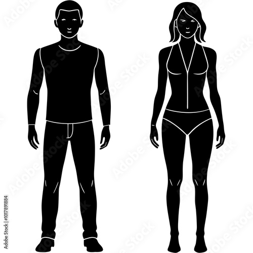 Standing people silhouettes