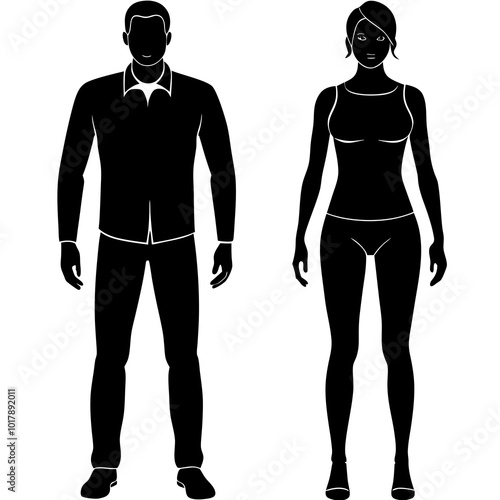 Standing people silhouettes