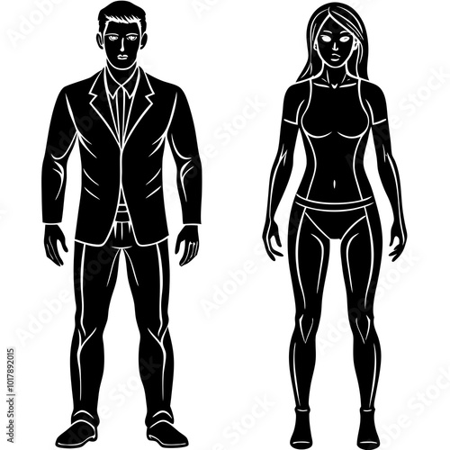Standing people silhouettes