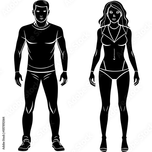 Standing people silhouettes