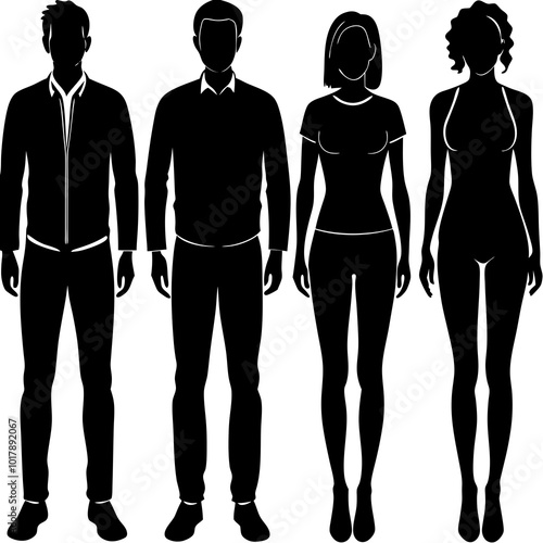 Standing people silhouettes
