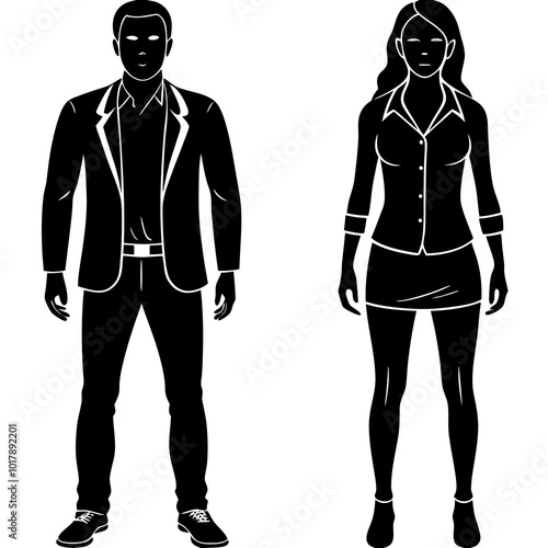 Standing people silhouettes