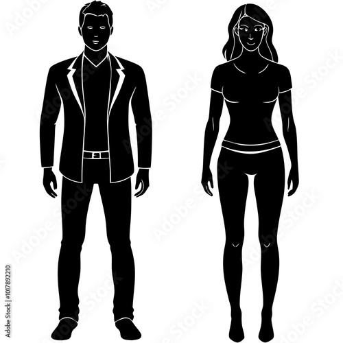 Standing people silhouettes