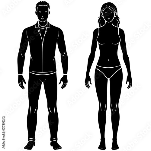 Standing people silhouettes