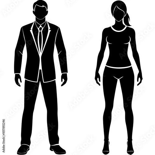 Standing people silhouettes