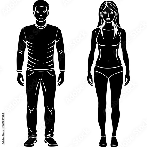 Standing people silhouettes