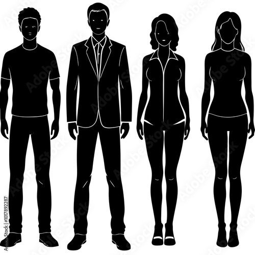 Standing people silhouettes