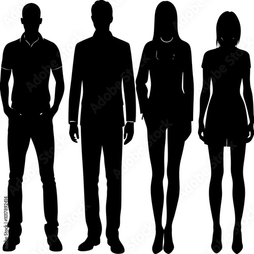 Standing people silhouettes