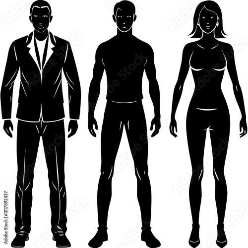 Standing people silhouettes