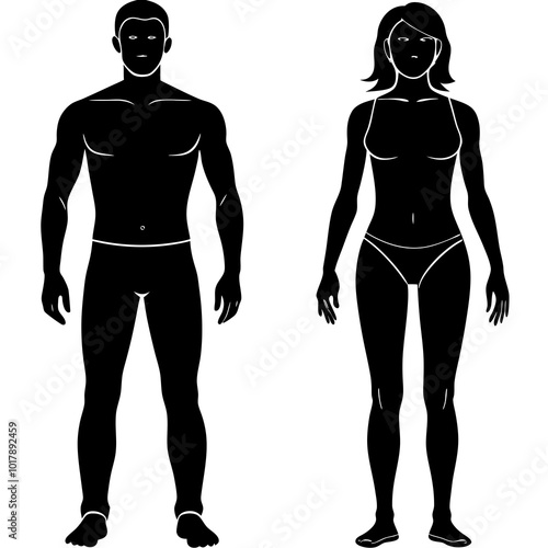 Standing people silhouettes
