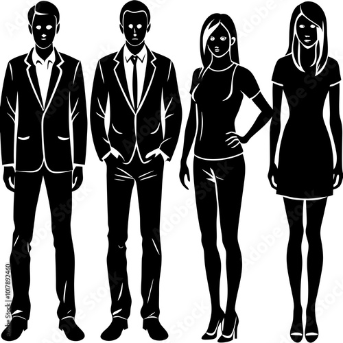 Standing people silhouettes