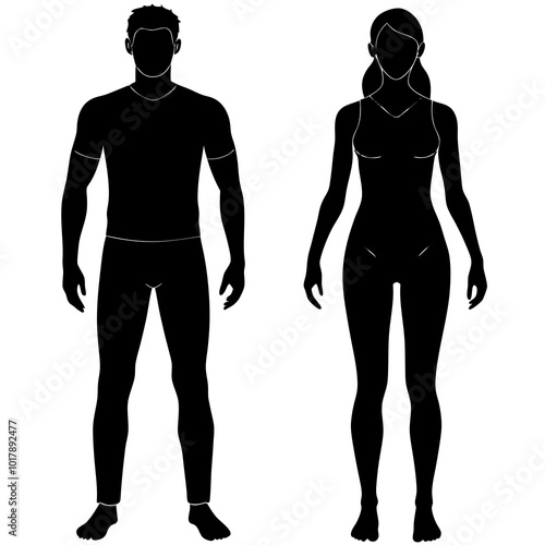 Standing people silhouettes
