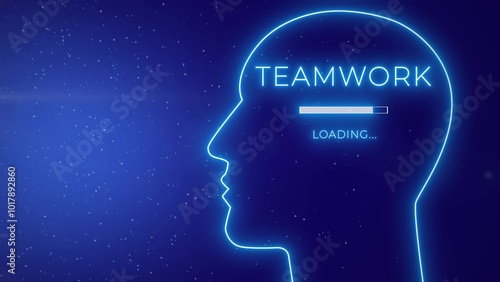 Innovative Business-minded Human Head Outline Loading Teamwork Concept. graphic background 