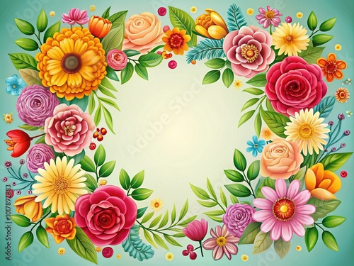 Women's Day Greeting Card Template with Floral Design Elements for March 8th Celebrations