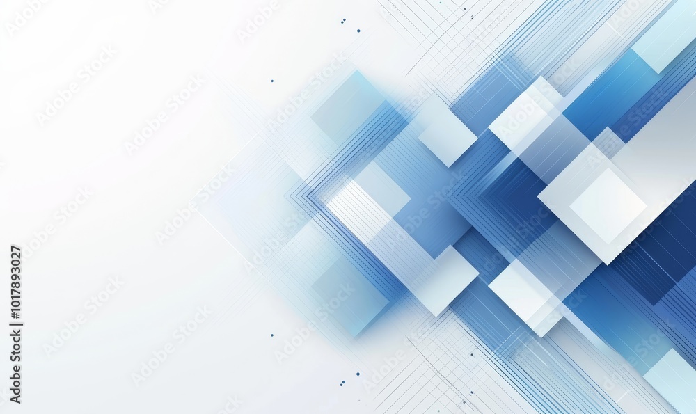 Abstract blue geometric square shapes on white background and lines. Modern futuristic overlap geometric shapes texture creative design. Suit for poster, brochure, flyer, cover, Generative AI Abstract blue geometric square shapes on white background and lines. Modern futuristic overlap geometric shapes texture creative design. Suit for poster, brochure, flyer, cover, Generative AI