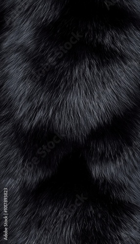 Background, texture of black fluffy fur, imitation of mink. Artificial wool, faux fur. photo