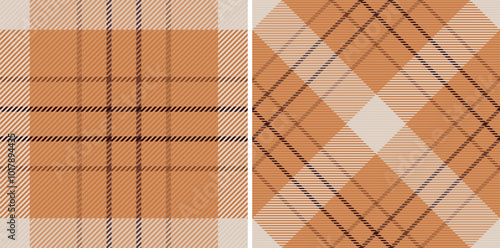 Plaid check background of pattern vector seamless with a textile fabric texture tartan. Set in coffee colors. Geometric design patterns. photo