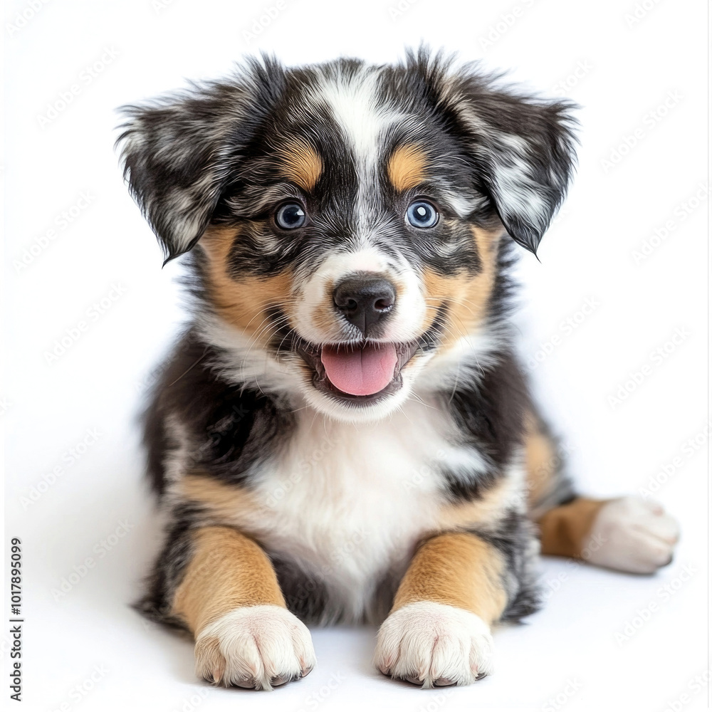 Australian Shepherd dog puppy isolated on a white background. Australian Shepherd dog puppy isolated on a white background.