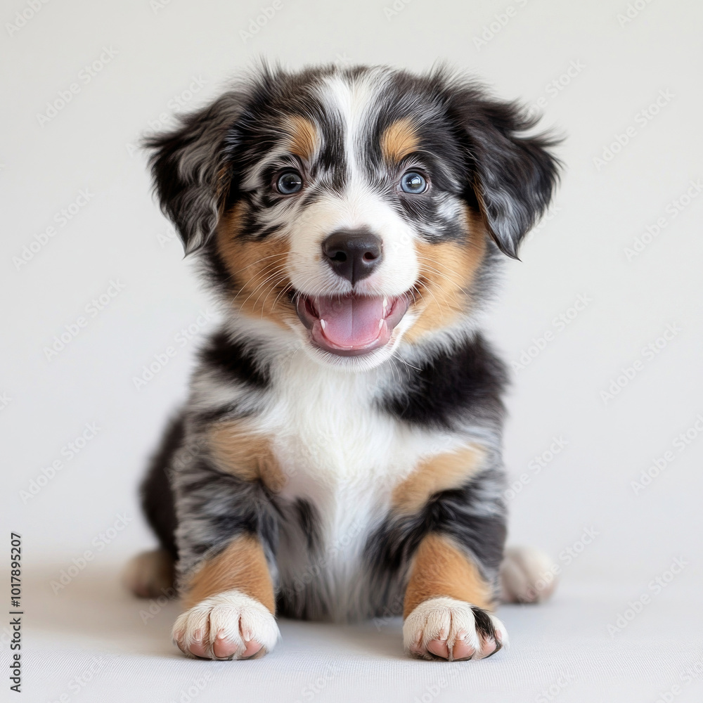 Australian Shepherd dog puppy isolated on a white background. Australian Shepherd dog puppy isolated on a white background.