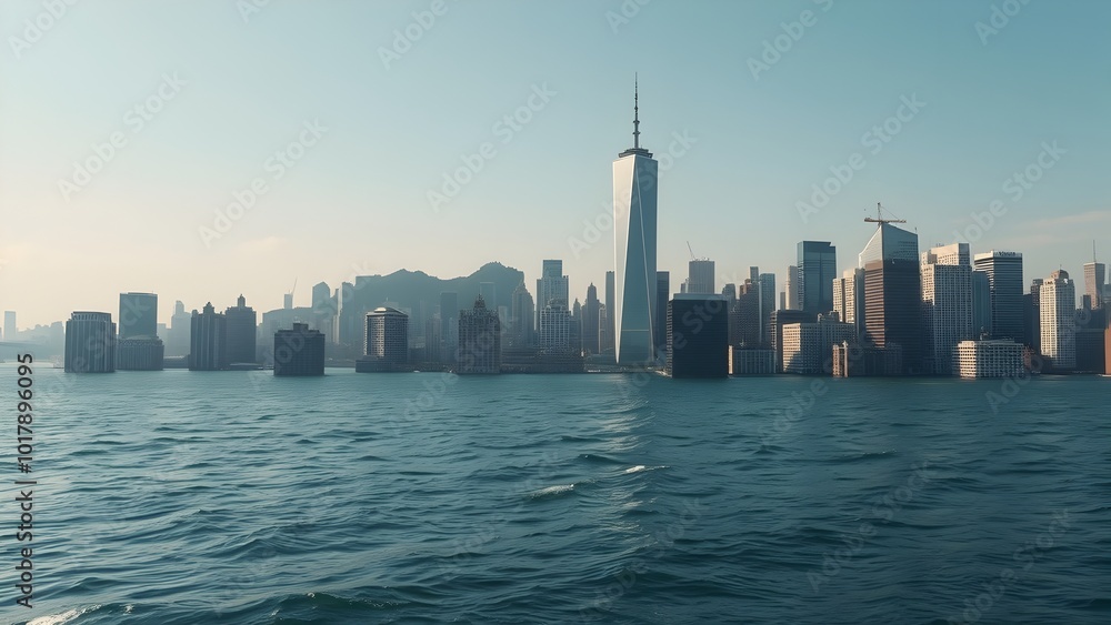 Obraz premium Skyscrapers Rise From Ocean