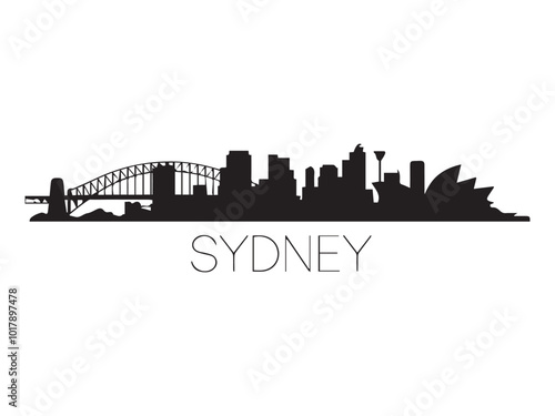 Sydney skyline silhouette Black Sydney city design isolated on white background